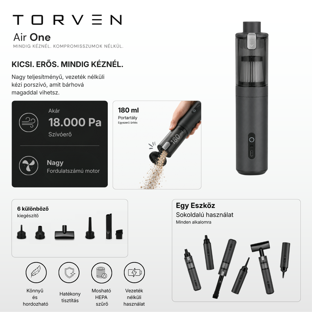TORVEN Air One - Kézi porszívó és légfúvó
